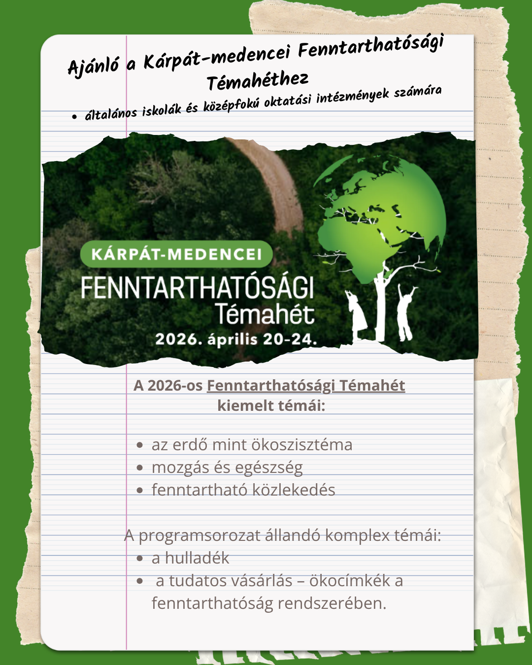 Ajánló a Kárpát-medencei Fenntarthatósági Témahéthez